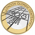 Великобритания, 2008, Олимпиада 1908 года, 2 фунта-миниатюра